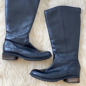 Black Ugg Leather Riding Boots Size:10